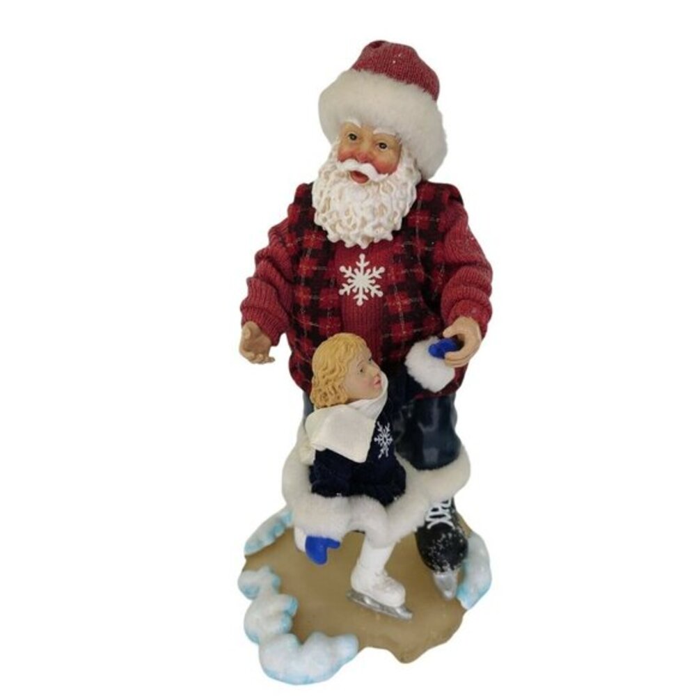 Possible Dreams Santa Claus Ice Skating Lesson Plaid Vest Little Girl Vtg READ
